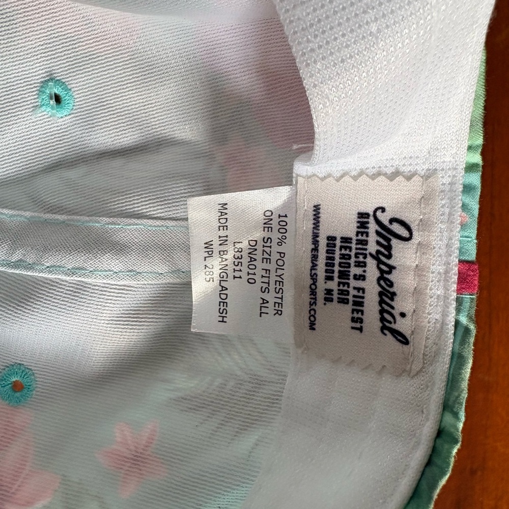 NWT 80eighty Aloha Premium Tropical Floral Rope-Trim Hat - Aqua & Pink - Picture 7 of 9